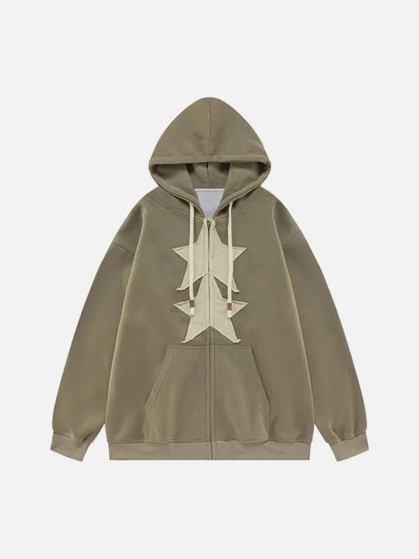 Aelfric Eden Embroidery Star Zip Up Hoodie sold by Aelfric Eden