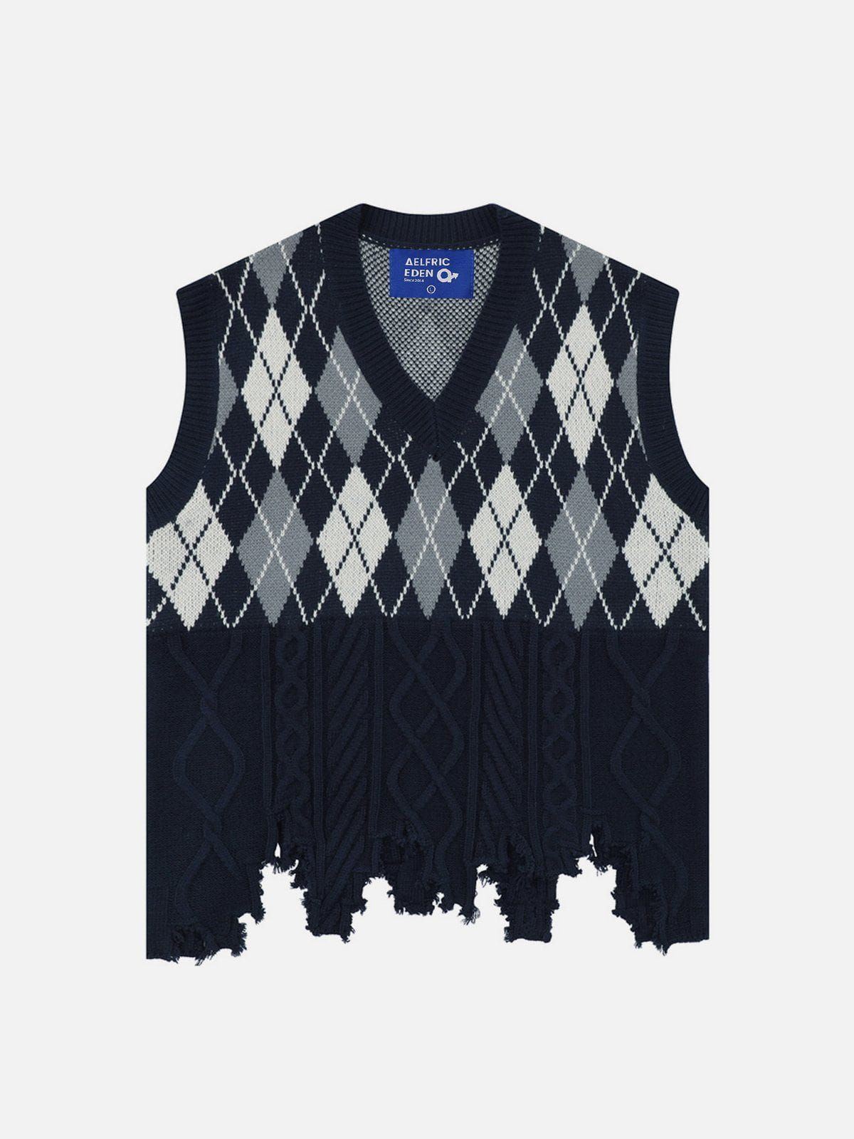 Aelfric Eden Patchwork Plaid Sweater Vest sold by Aelfric Eden product image thumbnail 2