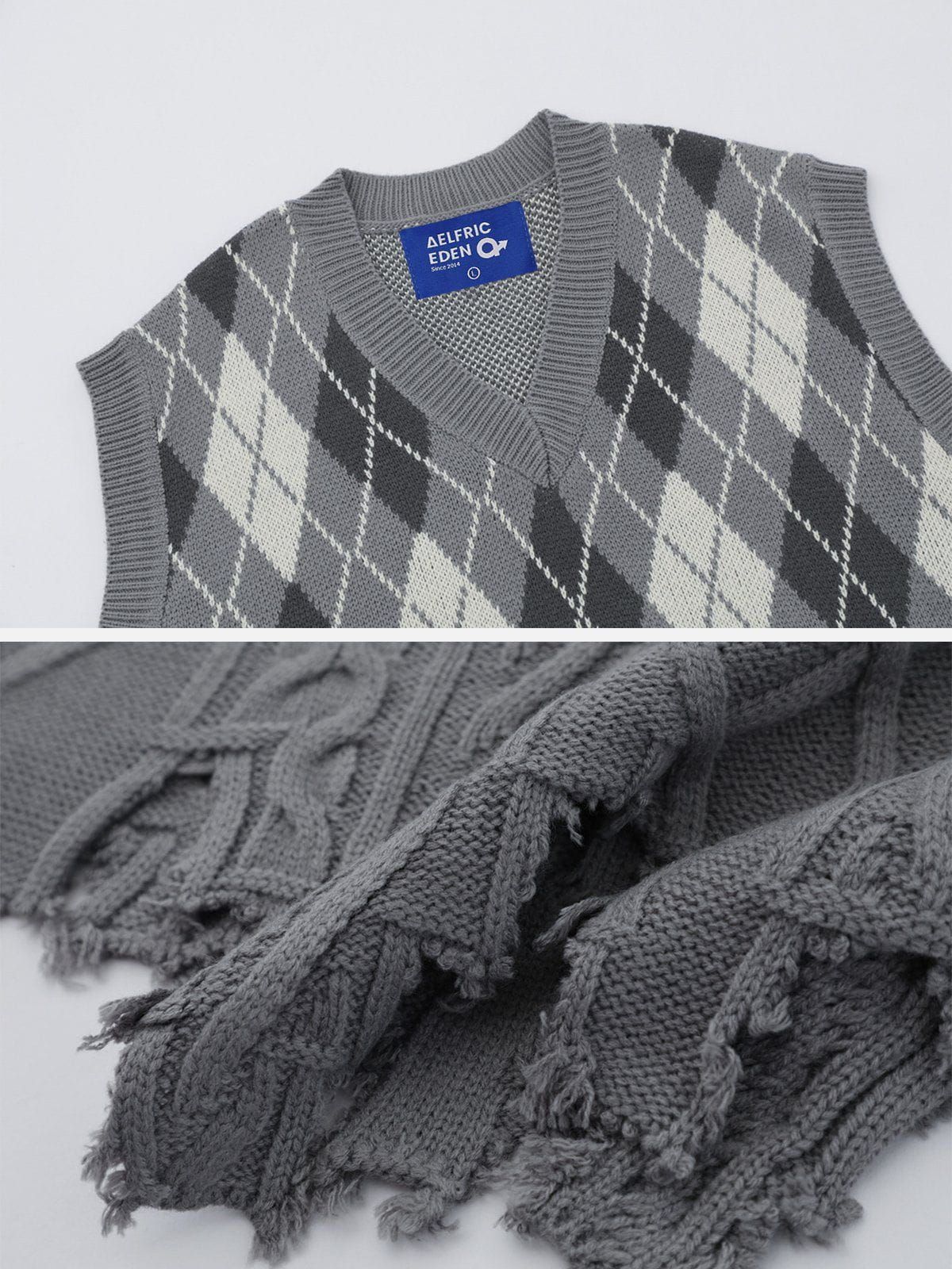 Aelfric Eden Patchwork Plaid Sweater Vest sold by Aelfric Eden product image thumbnail 4