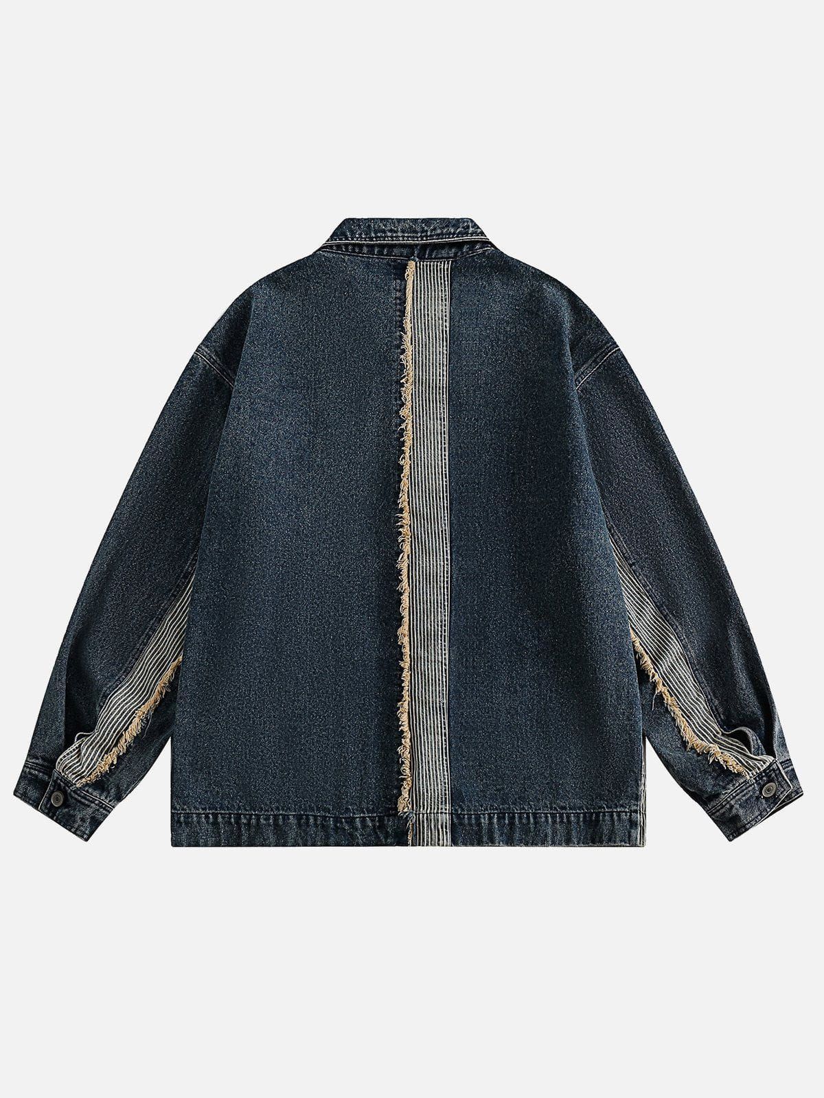Aelfric Eden Irregular Stripe Fringe Denim Jacket sold by Aelfric Eden product image thumbnail 4
