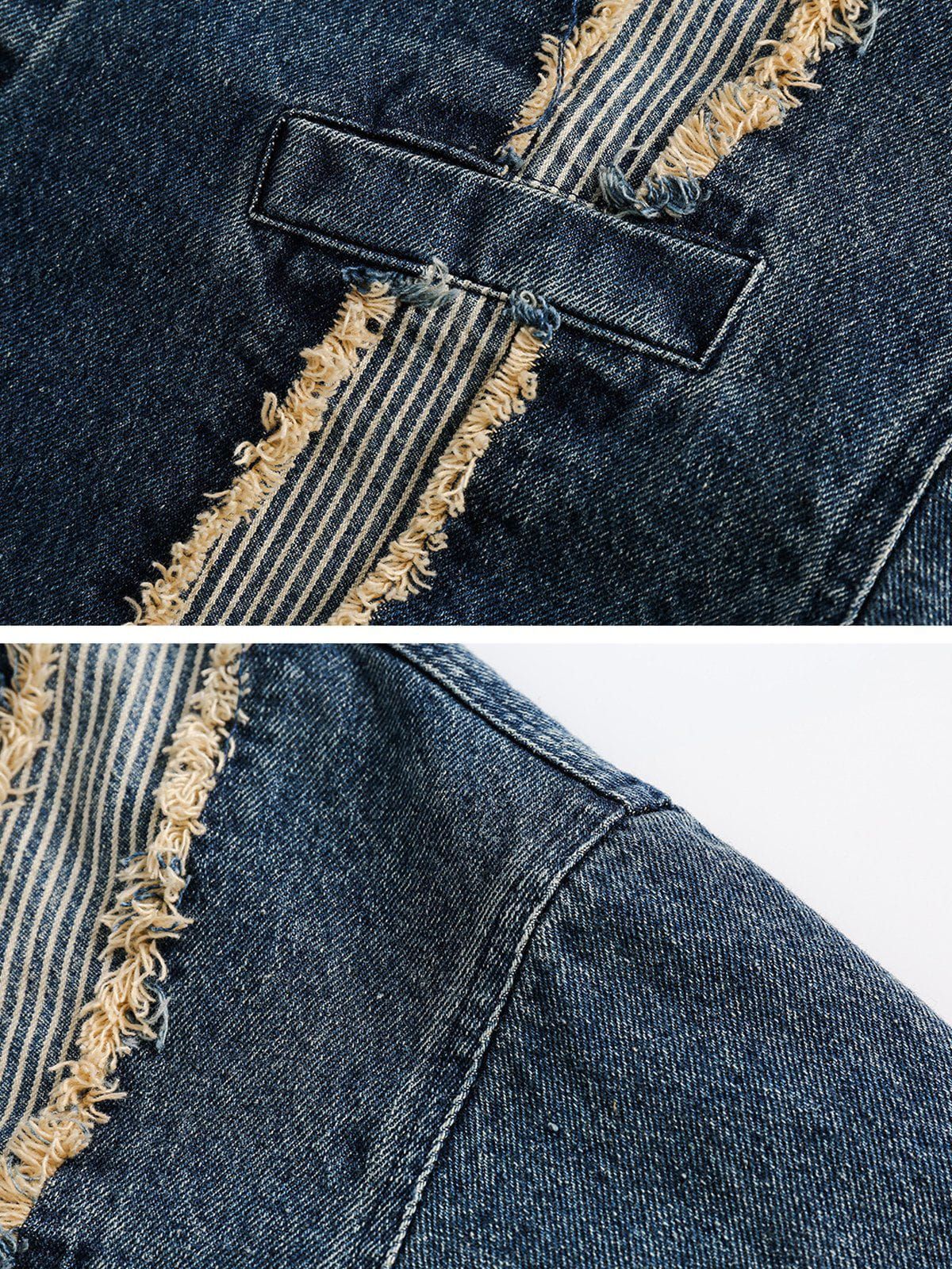 Aelfric Eden Irregular Stripe Fringe Denim Jacket sold by Aelfric Eden product image thumbnail 5