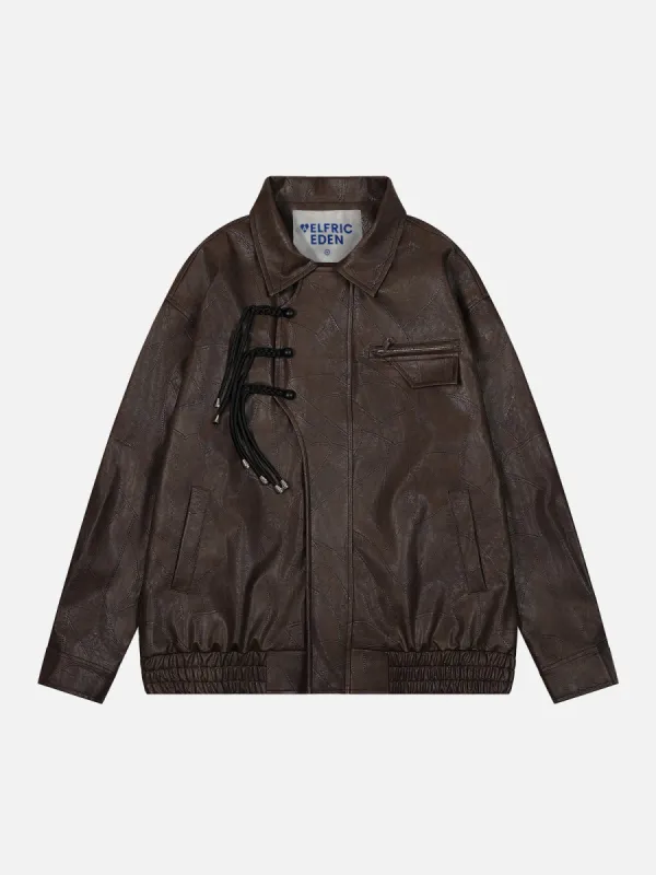 Aelfric Eden Knot Button Patchwork Faux Leather Jacket sold by Aelfric Eden