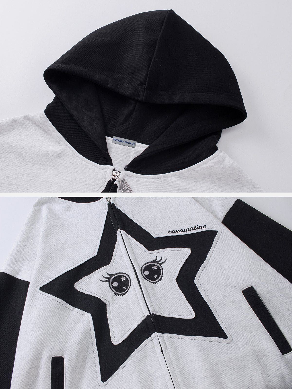 Aelfric Eden Color Blocking Star Applique Hoodie sold by Aelfric Eden product image thumbnail 4