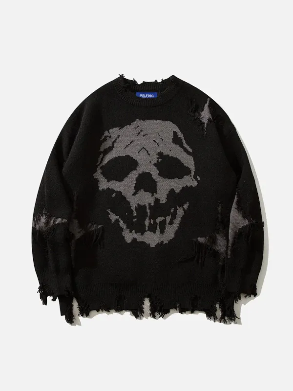Aelfric Eden Distressed Skull Graphic Sweater sold by Aelfric Eden