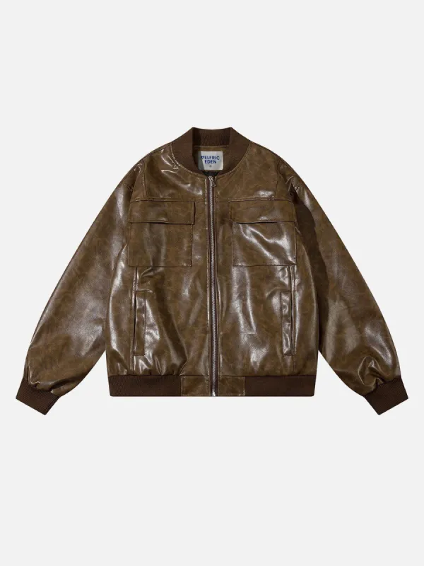 Aelfric Eden Vintage Essential Texture Faux Leather Jacket made by Aelfric Eden