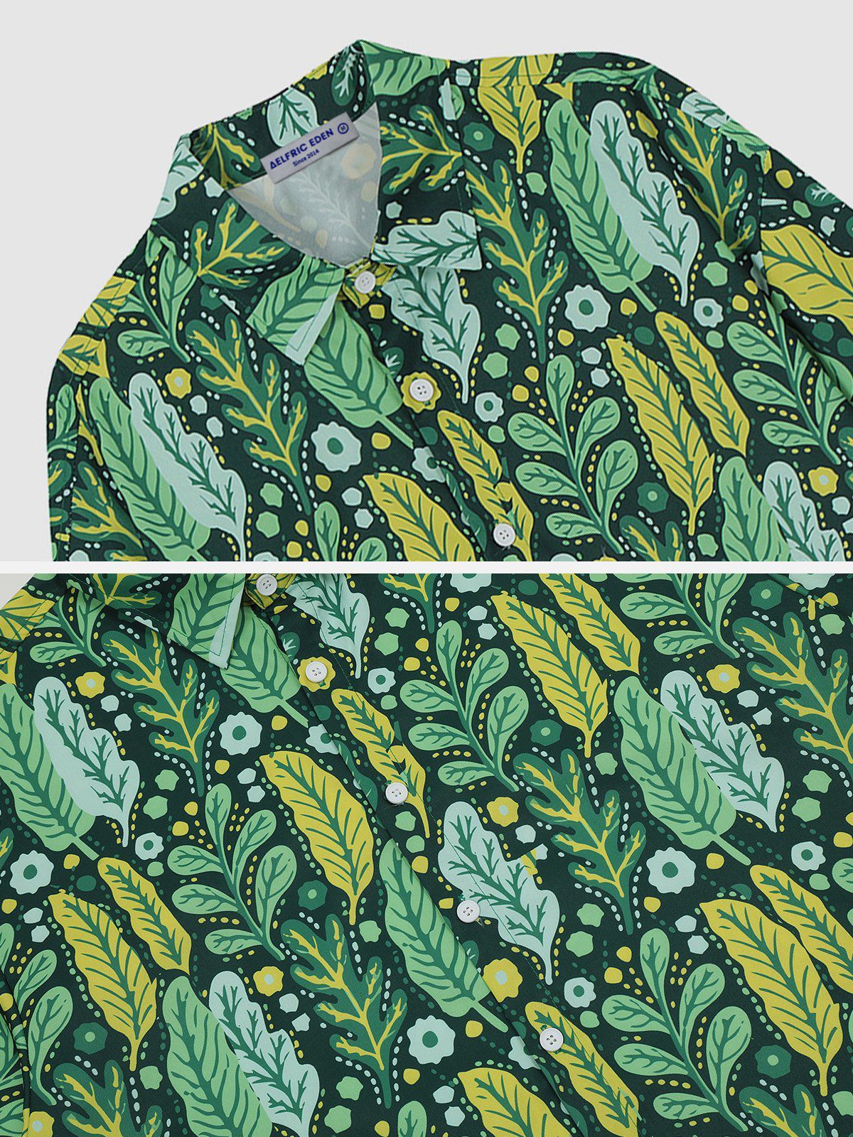 All-over Irregular Green Leaves Short Sleeve Shirts sold by Aelfric Eden product image thumbnail 3