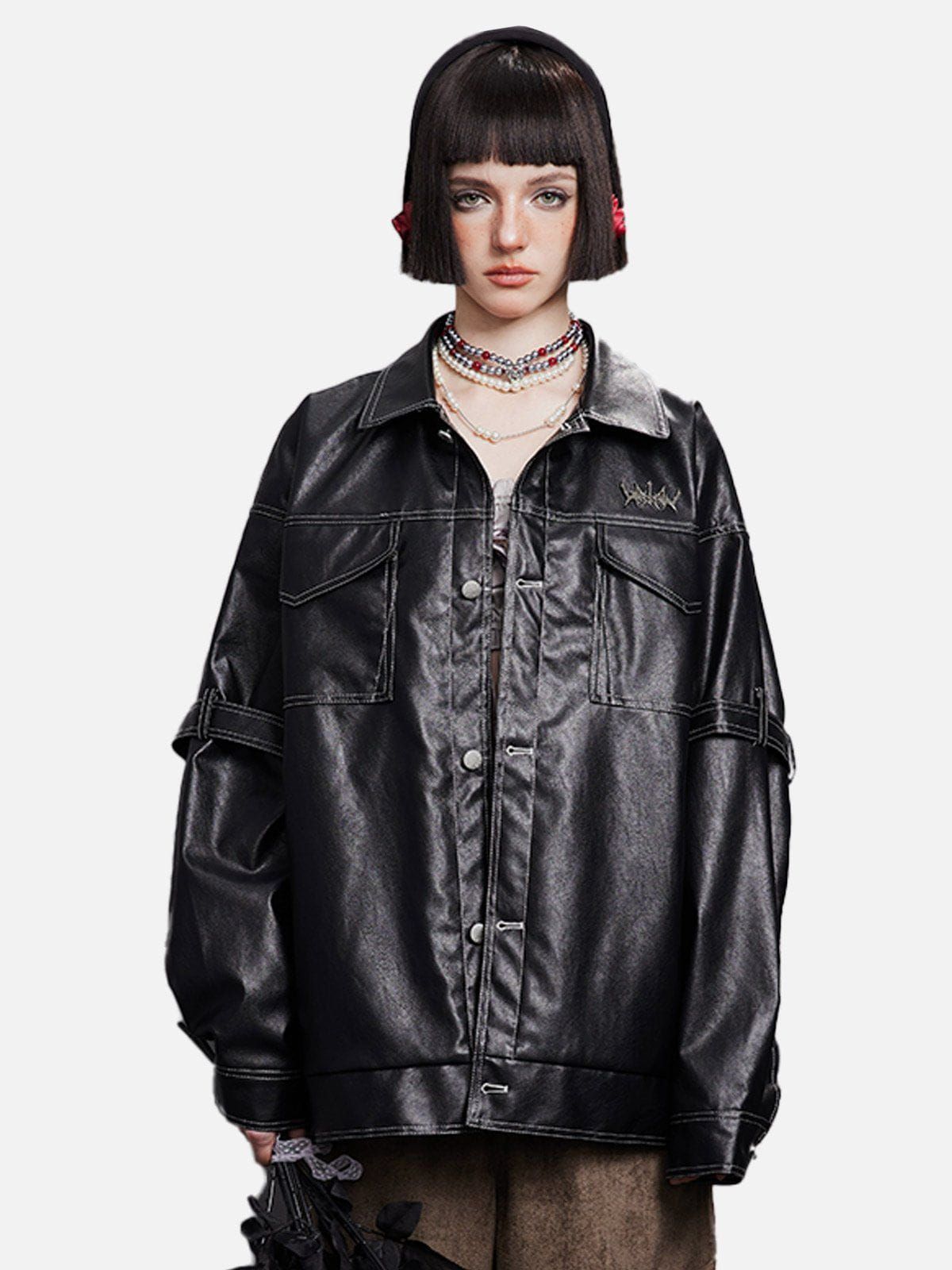 Aelfric Eden Multi-Pocket Leather Jacket sold by Aelfric Eden product image thumbnail 2