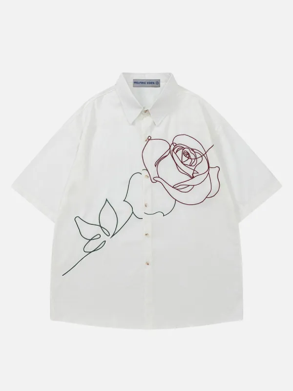 Aelfric Eden Embroidery Rose Short Sleeve Shirt sold by Aelfric Eden
