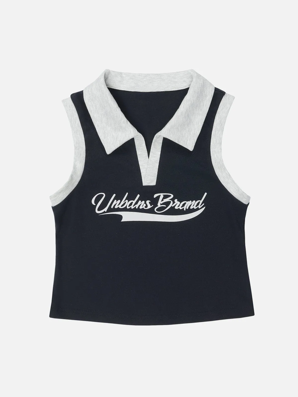 Letter Print Patchwork Short Tank Top sold by Aelfric Eden