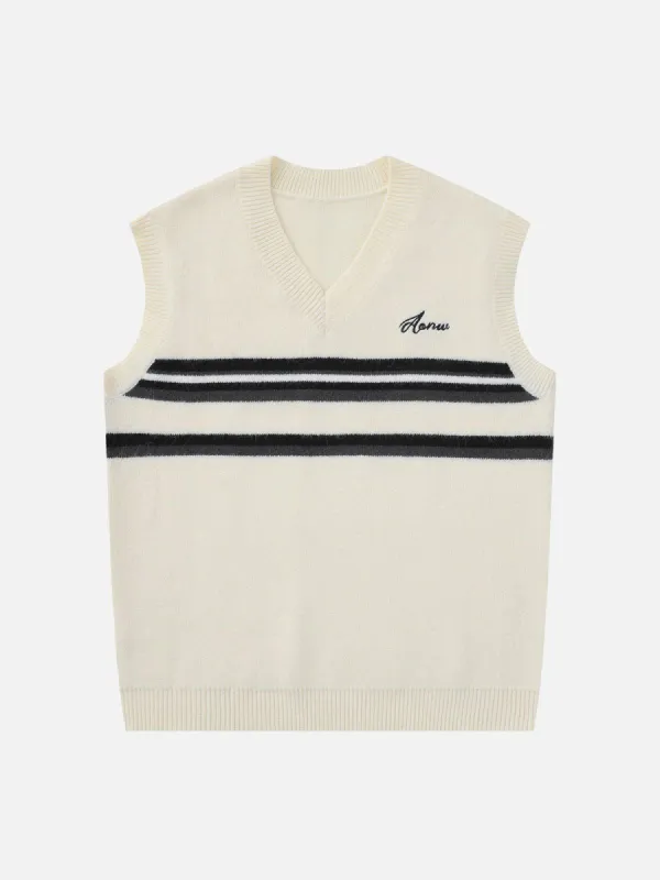 Aelfric Eden Striped Patchwork Preppy Sweater Vest sold by Aelfric Eden