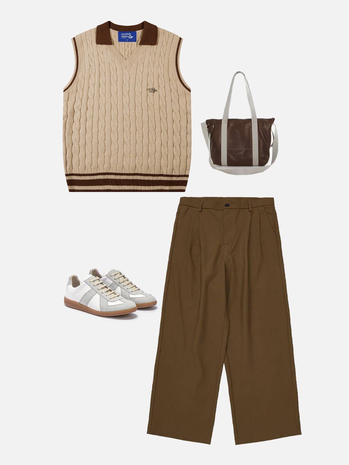 Aelfric Eden Knitting Texture Lapel Sweater Vest sold by Aelfric Eden product image thumbnail 4