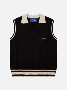 Aelfric Eden Knitting Texture Lapel Sweater Vest sold by Aelfric Eden