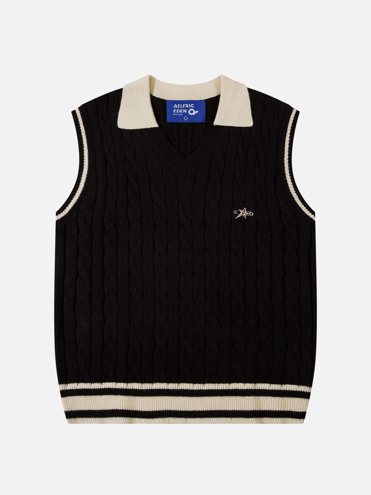 Aelfric Eden Knitting Texture Lapel Sweater Vest sold by Aelfric Eden product image thumbnail 2