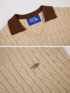 Aelfric Eden Knitting Texture Lapel Sweater Vest sold by Aelfric Eden