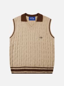 Aelfric Eden Knitting Texture Lapel Sweater Vest sold by Aelfric Eden