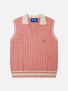 Aelfric Eden Knitting Texture Lapel Sweater Vest sold by Aelfric Eden