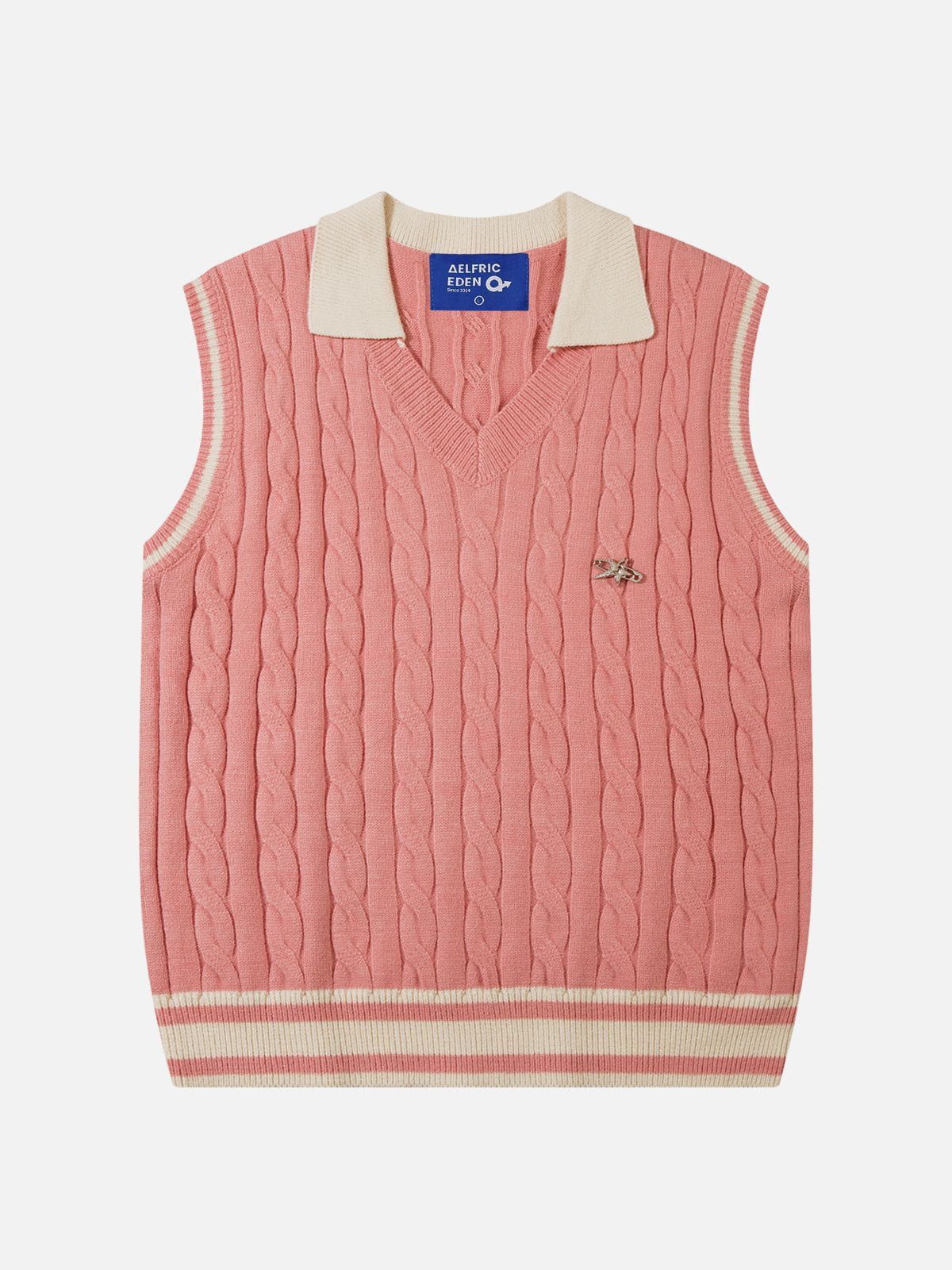 Aelfric Eden Knitting Texture Lapel Sweater Vest sold by Aelfric Eden product image thumbnail 3