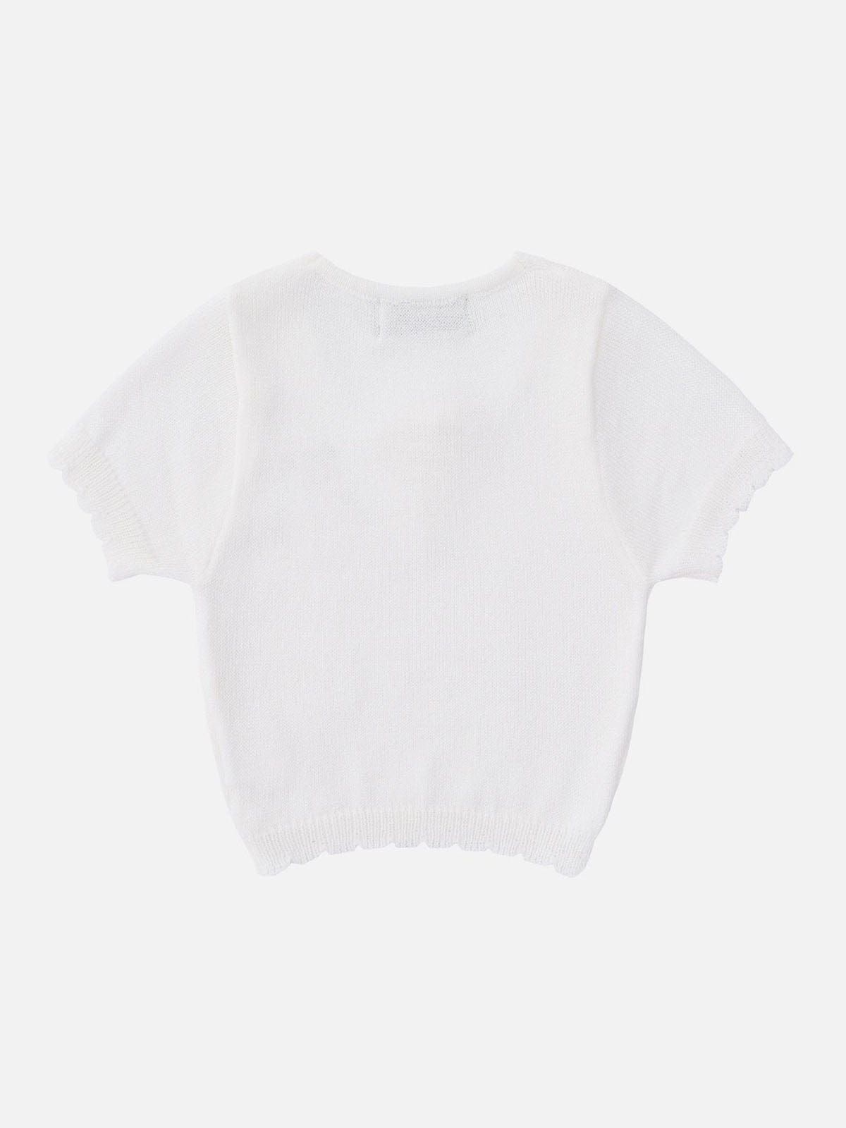 Flower Embroidery Knit Tee sold by Aelfric Eden product image thumbnail 2