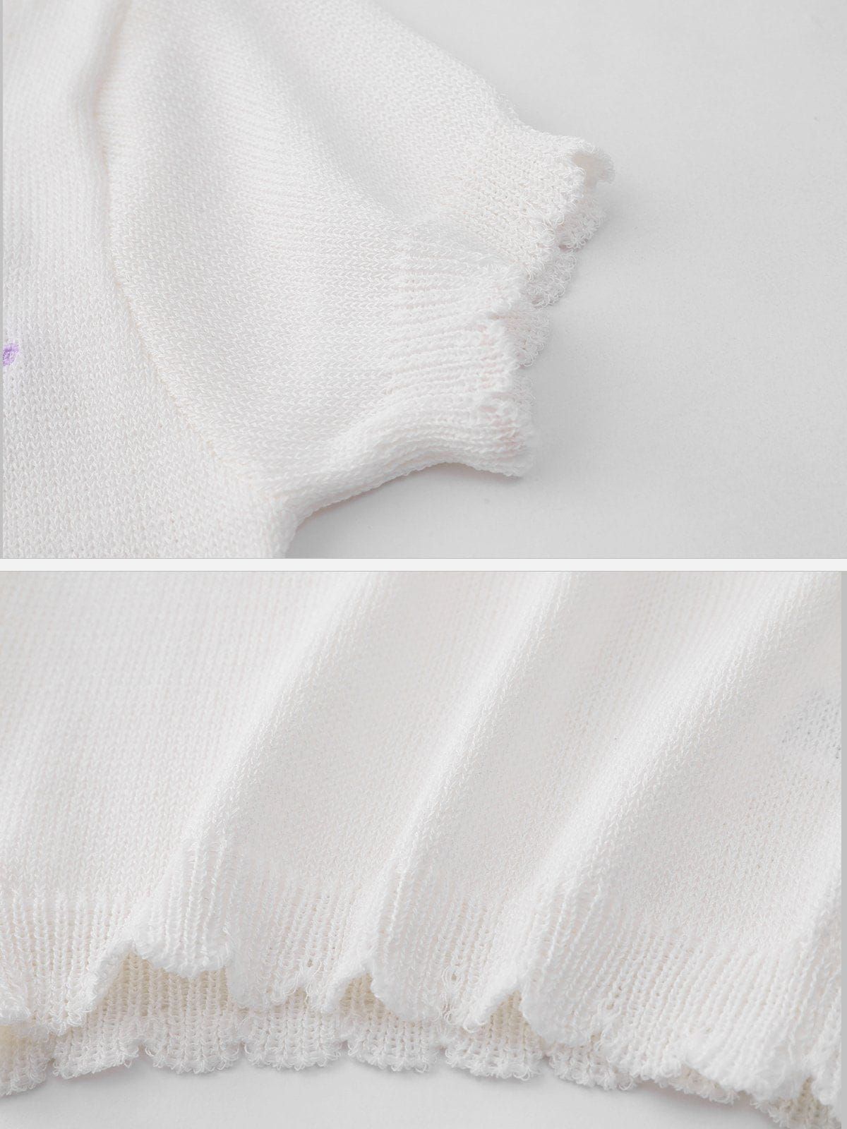 Flower Embroidery Knit Tee sold by Aelfric Eden product image thumbnail 5