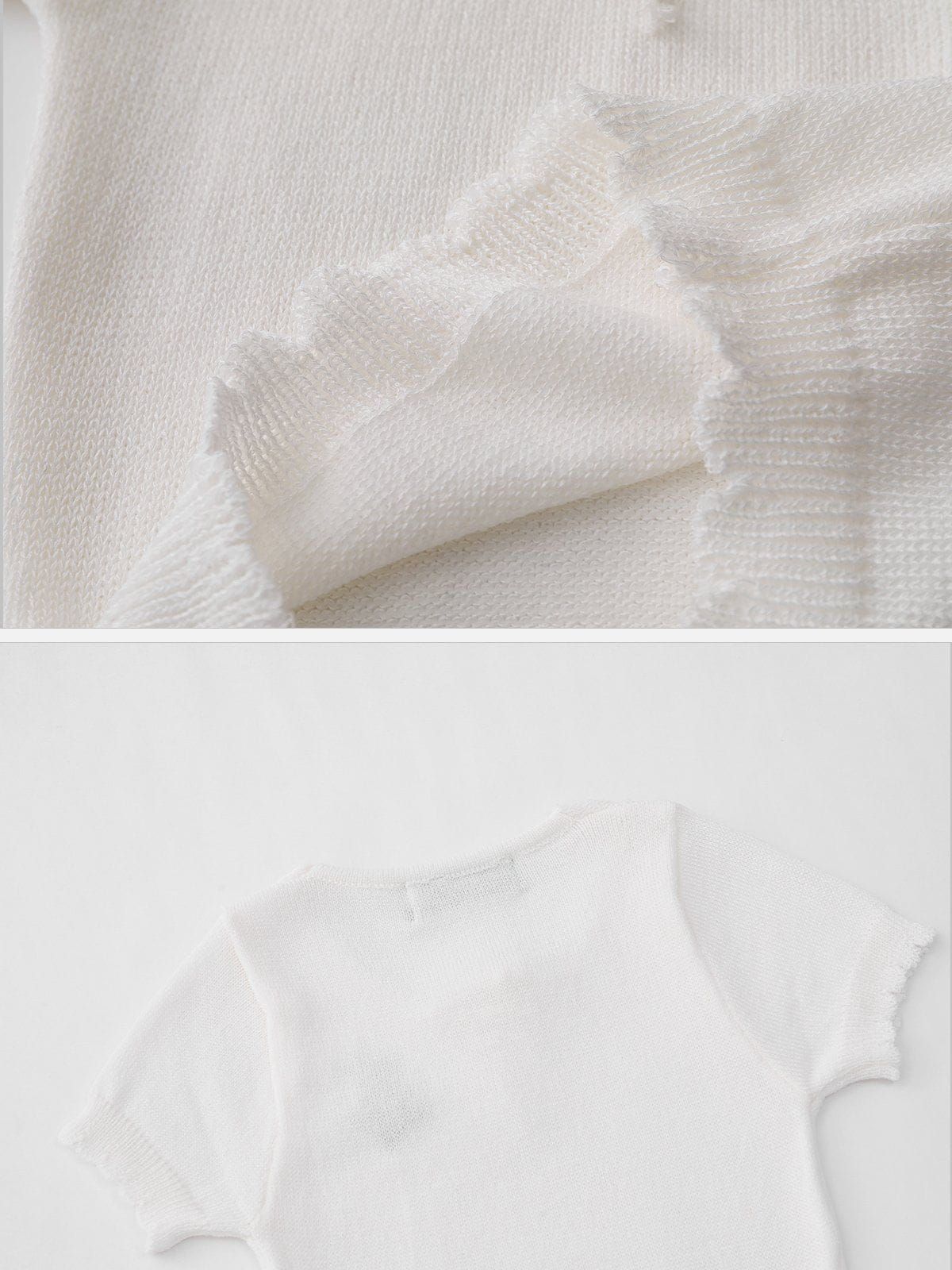 Flower Embroidery Knit Tee sold by Aelfric Eden product image thumbnail 3