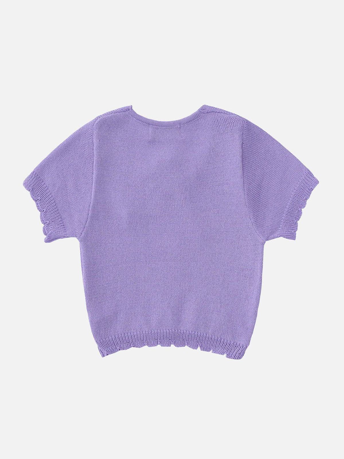 Flower Embroidery Knit Tee sold by Aelfric Eden product image thumbnail 4