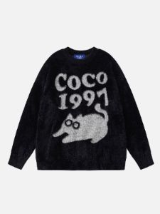 Aelfric Eden Cartoon Cat Jacquard Sweater sold by Aelfric Eden