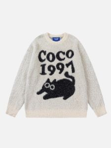 Aelfric Eden Cartoon Cat Jacquard Sweater sold by Aelfric Eden