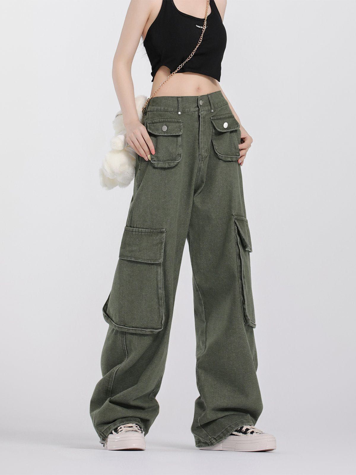 Aelfric Eden Solid Multi-pocket Cargo Pants sold by Aelfric Eden product image thumbnail 2