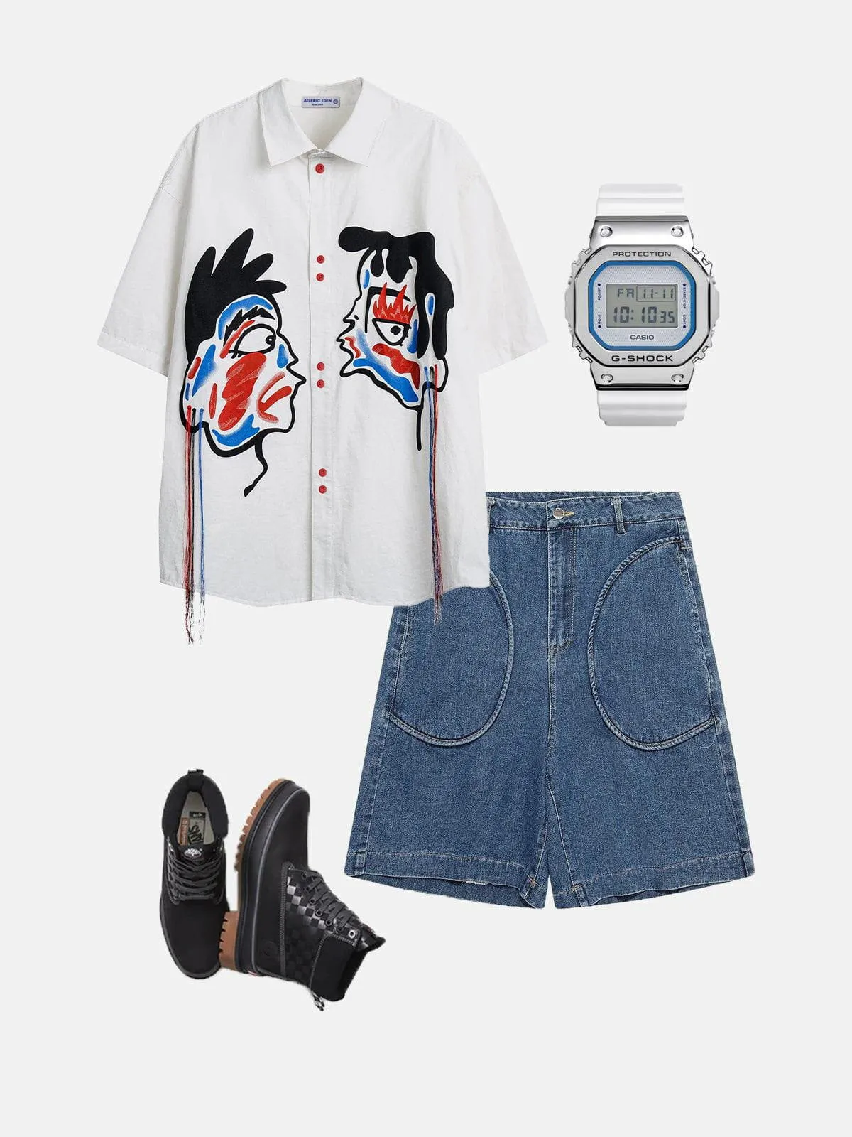 Aelfric Eden Abstract Face Print Short Sleeve Shirt sold by Aelfric Eden product image thumbnail 4