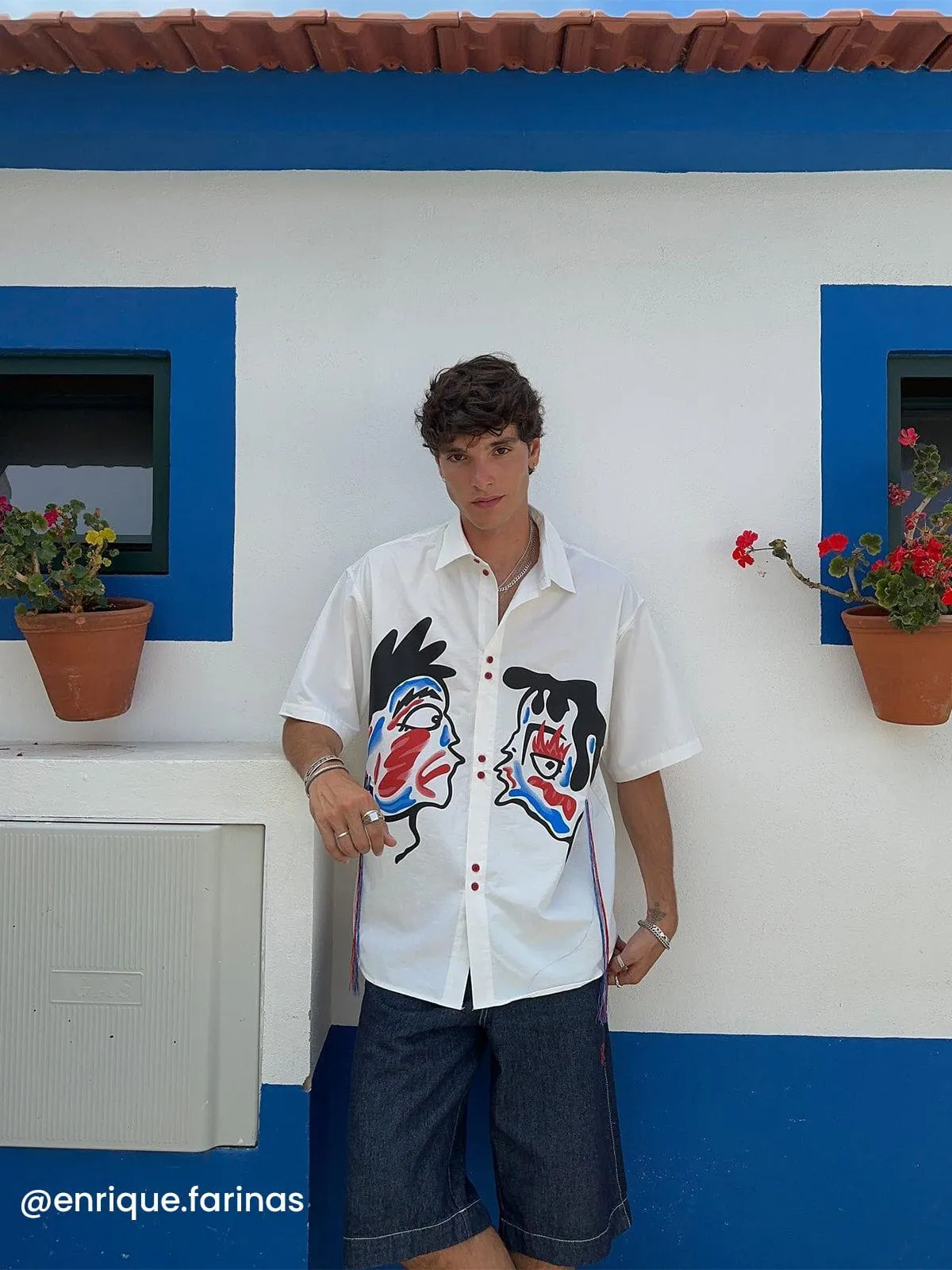 Aelfric Eden Abstract Face Print Short Sleeve Shirt sold by Aelfric Eden