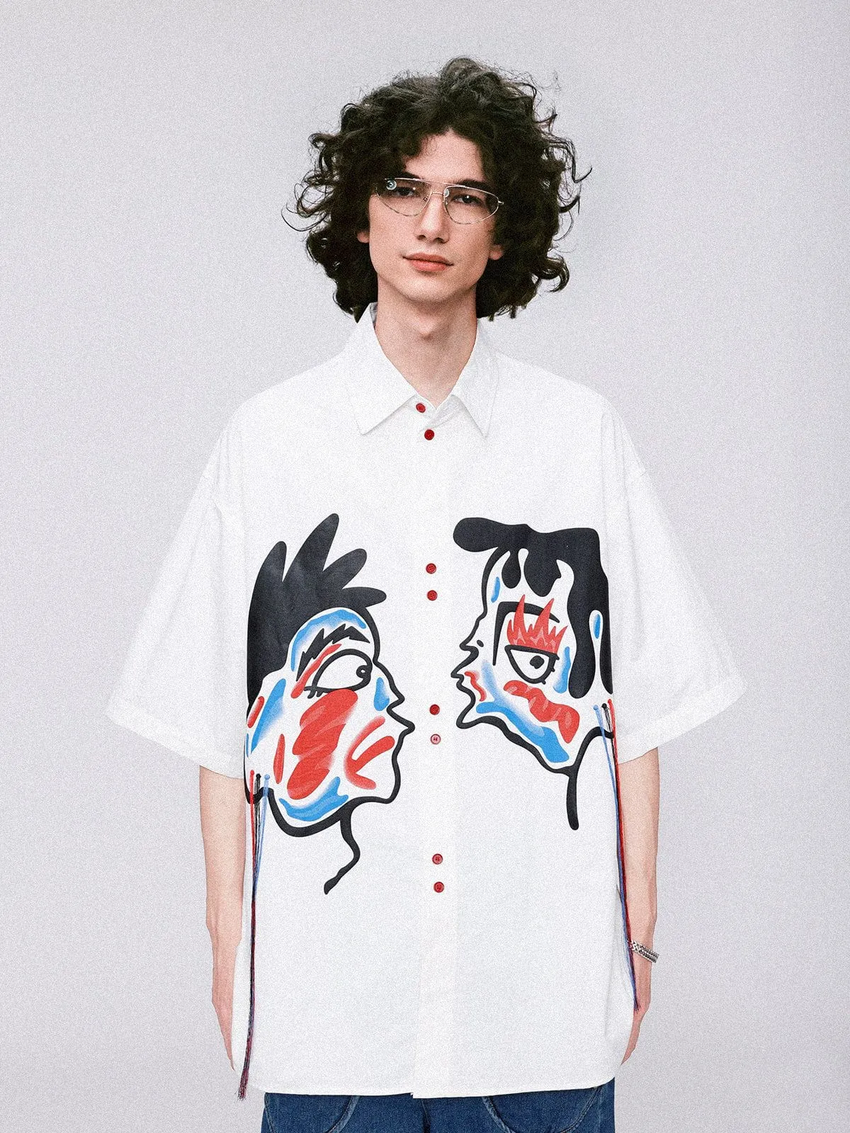Aelfric Eden Abstract Face Print Short Sleeve Shirt sold by Aelfric Eden product image thumbnail 3