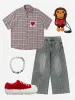 Aelfric Eden Crochet Heart Pocket Plaid Shirt sold by Aelfric Eden