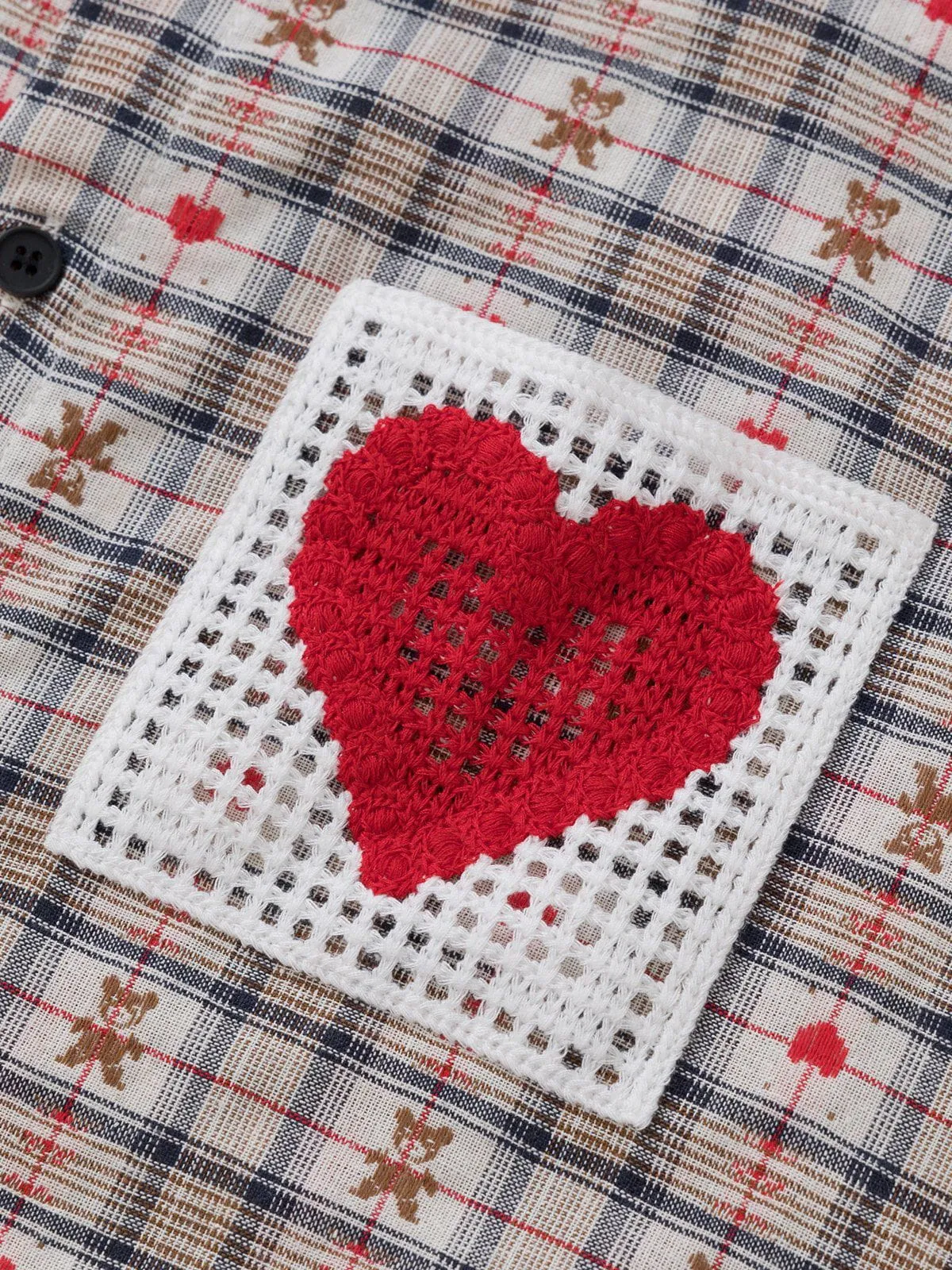 Aelfric Eden Crochet Heart Pocket Plaid Shirt sold by Aelfric Eden product image thumbnail 4