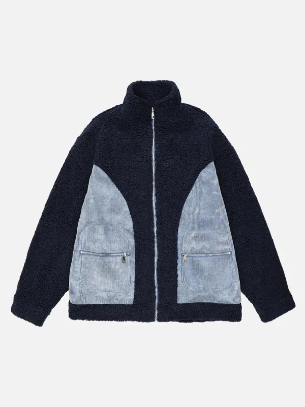 Aelfric Eden Corduroy Patchwork Sherpa Coat sold by Aelfric Eden