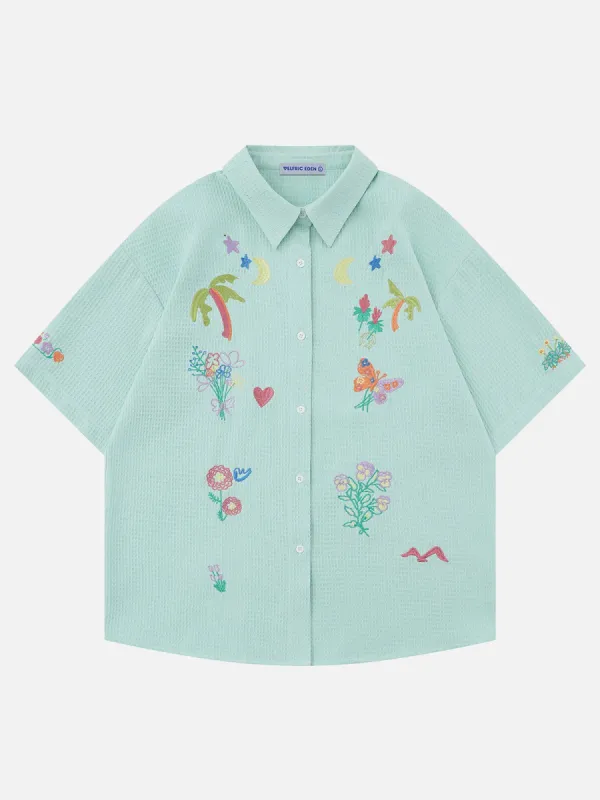Aelfric Eden Colorful Embroidery Short Sleeve Shirt sold by Aelfric Eden