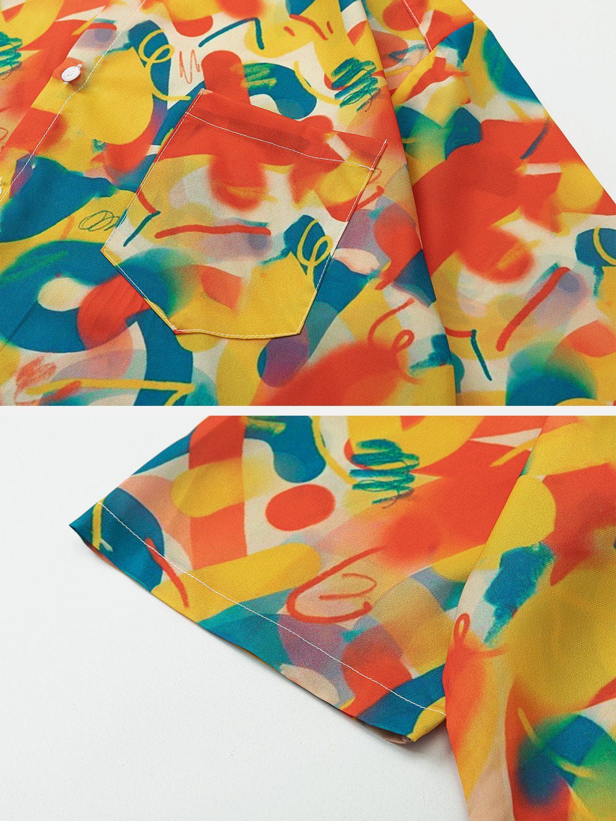 "The Charm of Oil Painting Graffiti Print" Short Sleeve Shirts sold by Aelfric Eden product image thumbnail 4