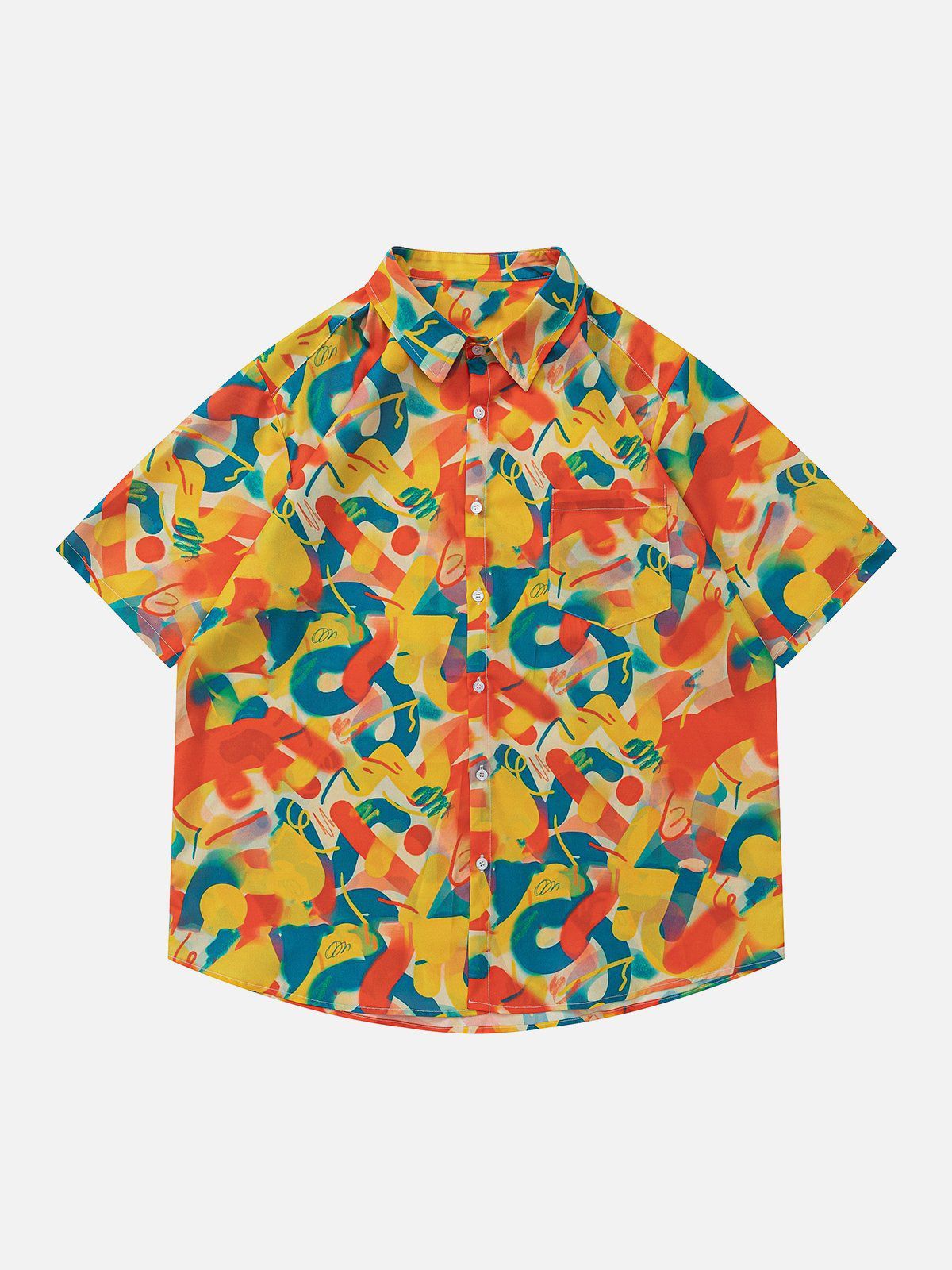 "The Charm of Oil Painting Graffiti Print" Short Sleeve Shirts sold by Aelfric Eden