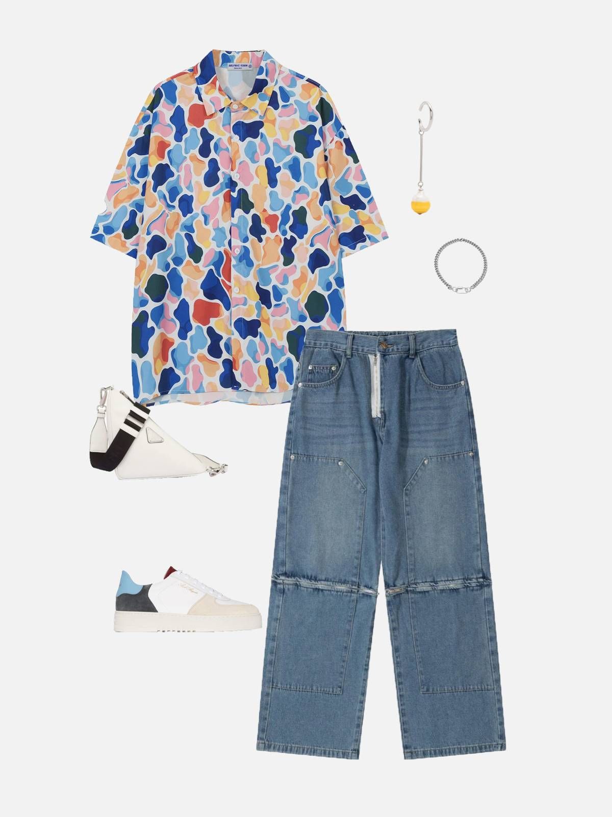 All-over Irregular Color Block Short Sleeve Shirts sold by Aelfric Eden product image thumbnail 2