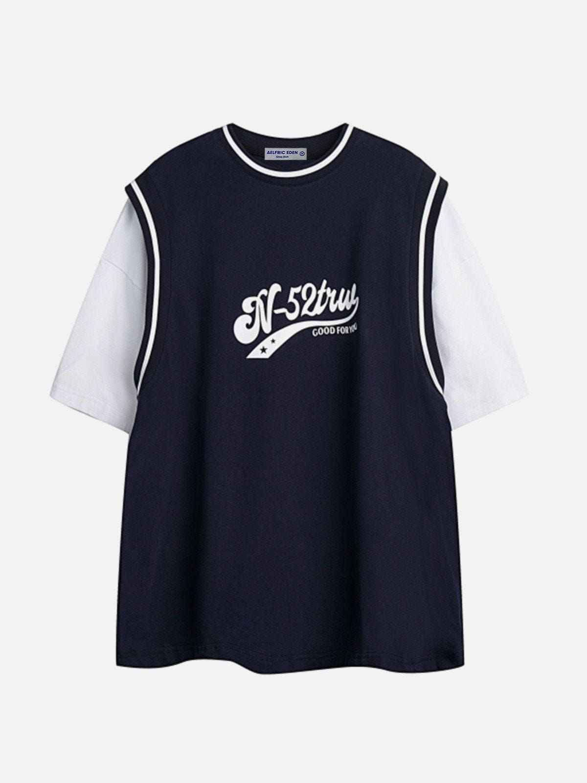 Aelfric Eden Vest Patchwork Letter Print Tee sold by Aelfric Eden product image thumbnail 4