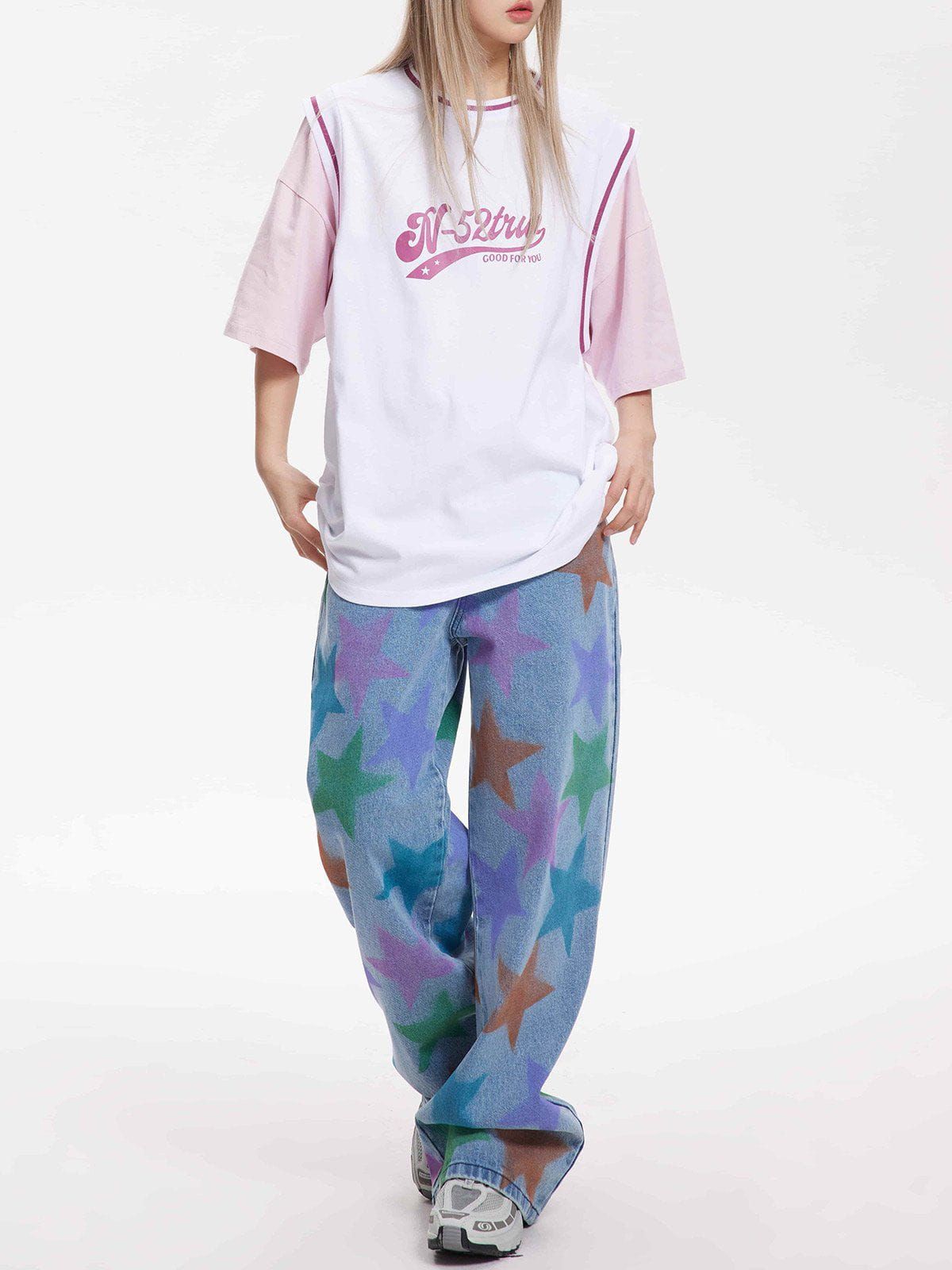 Aelfric Eden Vest Patchwork Letter Print Tee sold by Aelfric Eden product image thumbnail 2