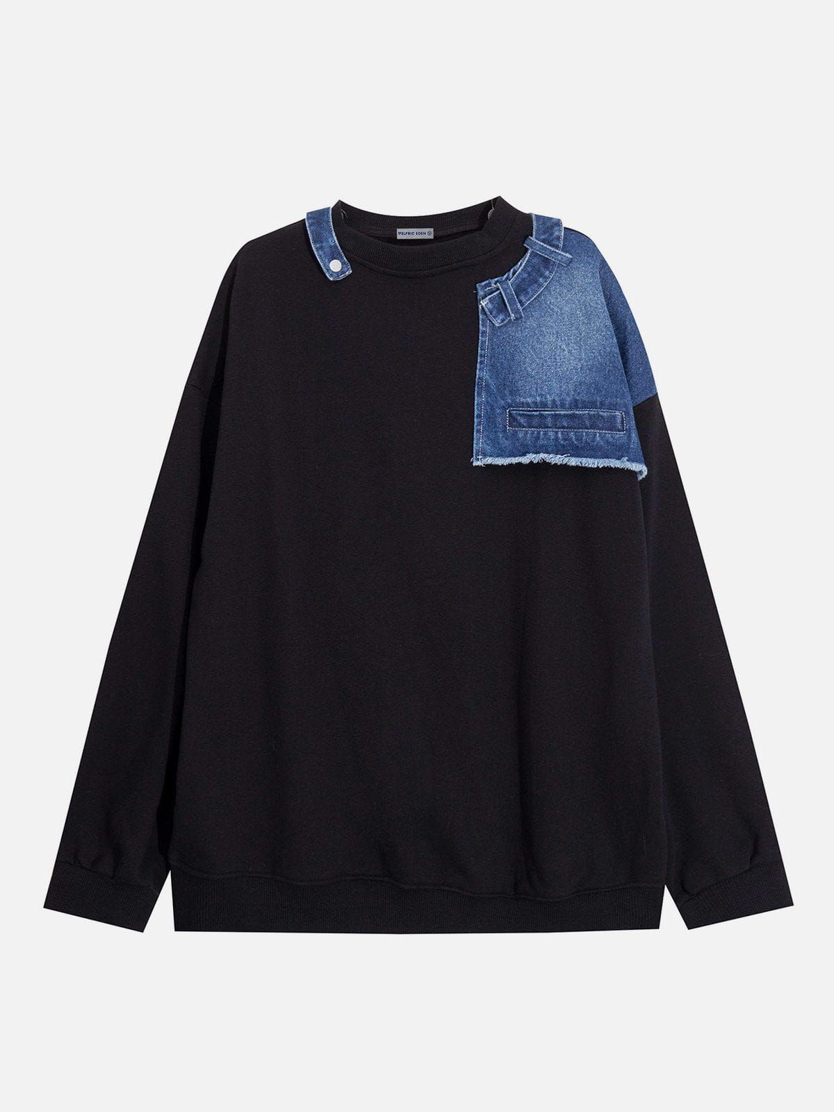 Aelfric Eden Denim Patchwork Sweatshirt sold by Aelfric Eden product image thumbnail 2