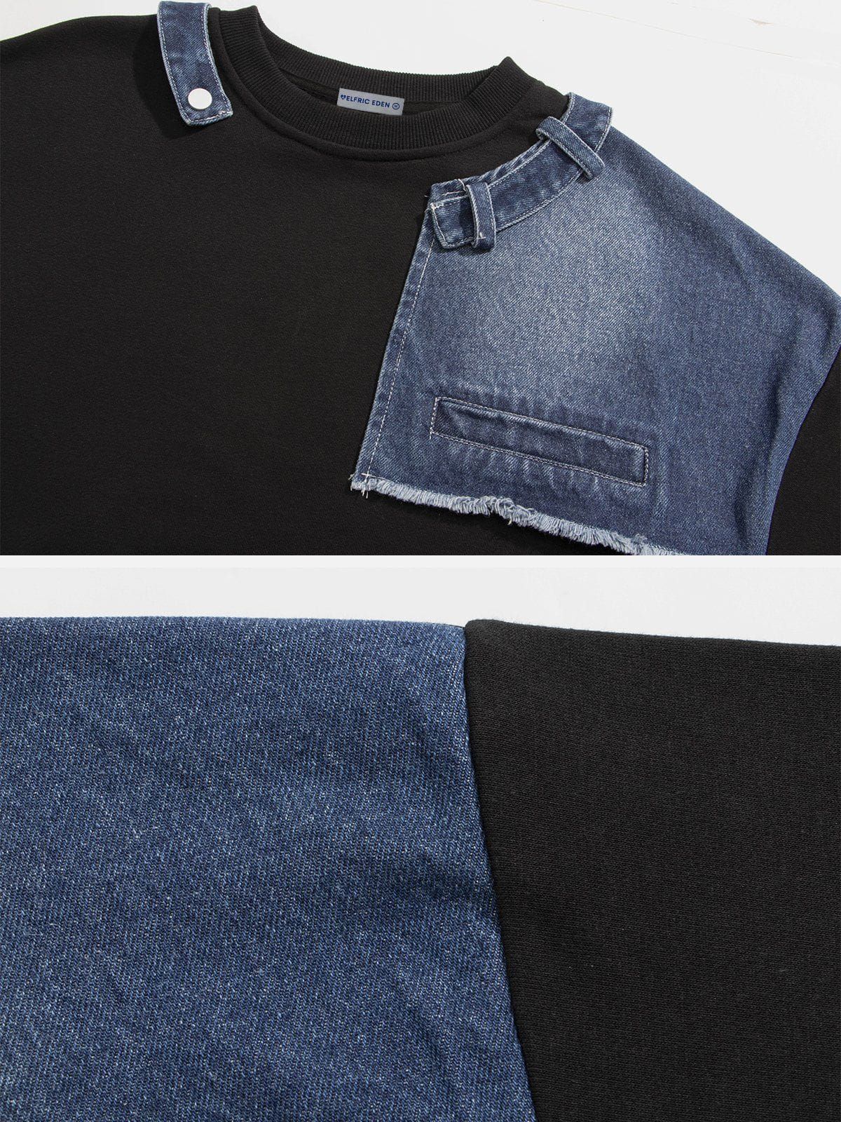 Aelfric Eden Denim Patchwork Sweatshirt sold by Aelfric Eden product image thumbnail 4