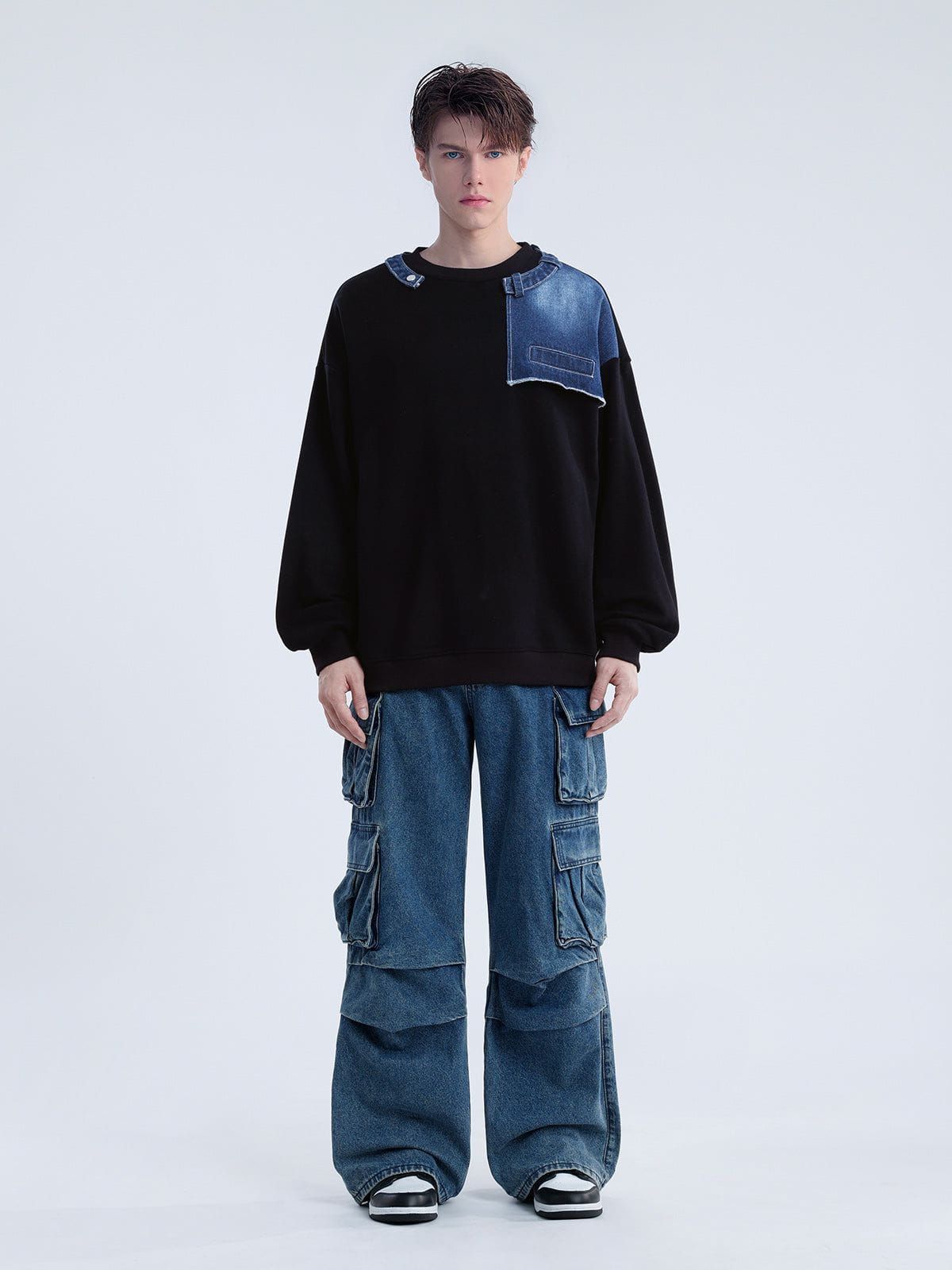 Aelfric Eden Denim Patchwork Sweatshirt sold by Aelfric Eden
