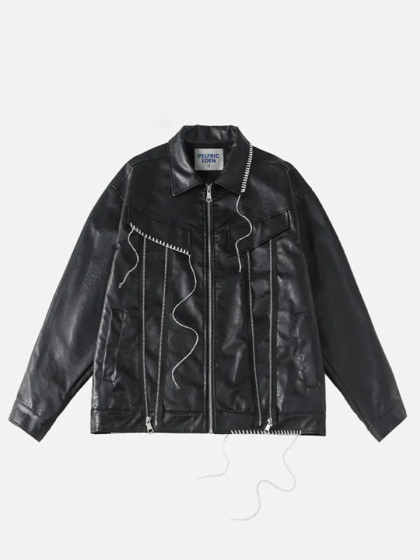 Aelfric Eden Tassel Patchwork Faux Leather Jacket sold by Aelfric Eden