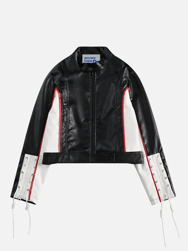 Aelfric Eden Color Blocking Patchwork Faux Leather Jacket sold by Aelfric Eden