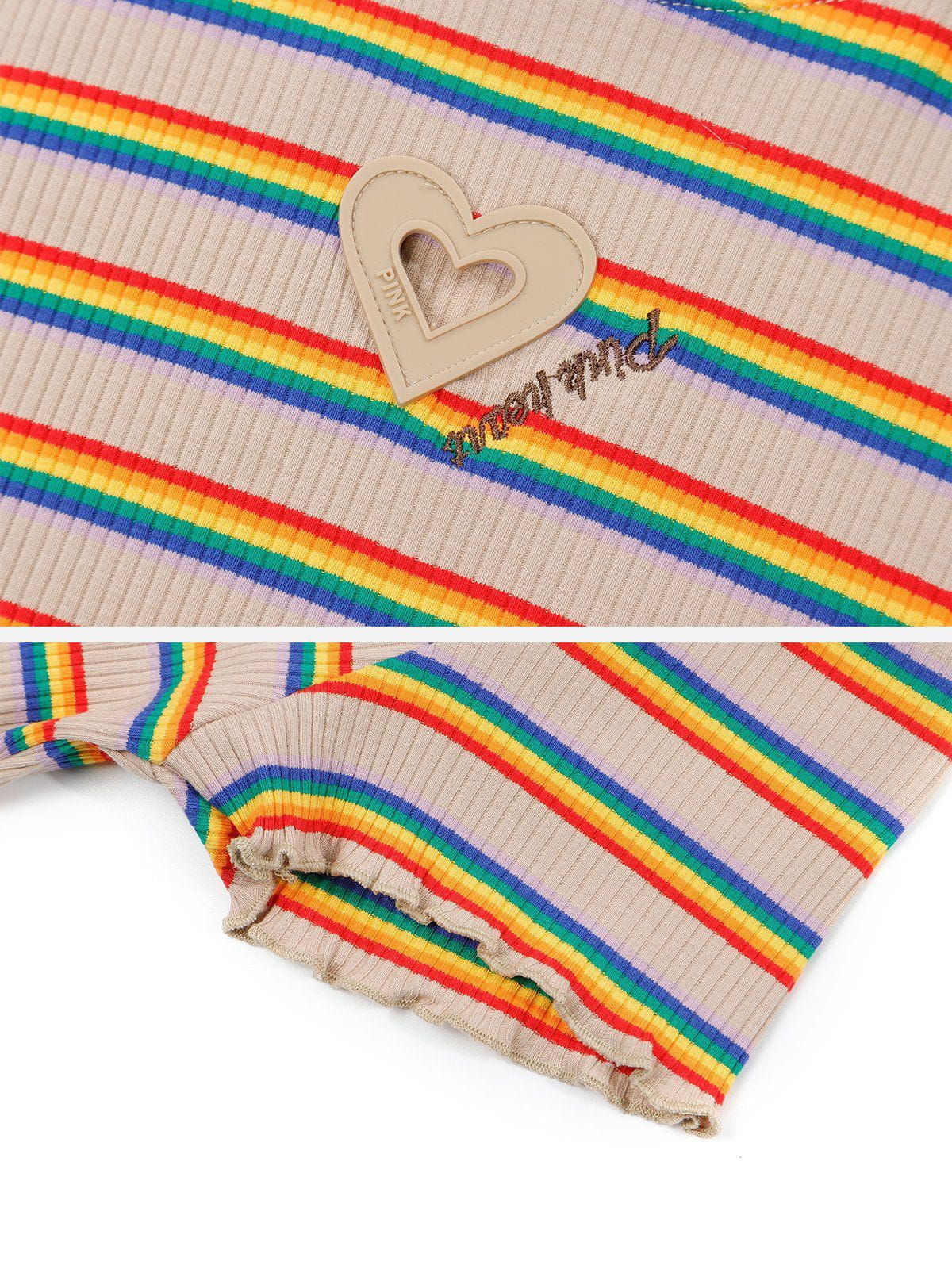 Rainbow Stripe Embroidered Tee sold by Aelfric Eden product image thumbnail 4
