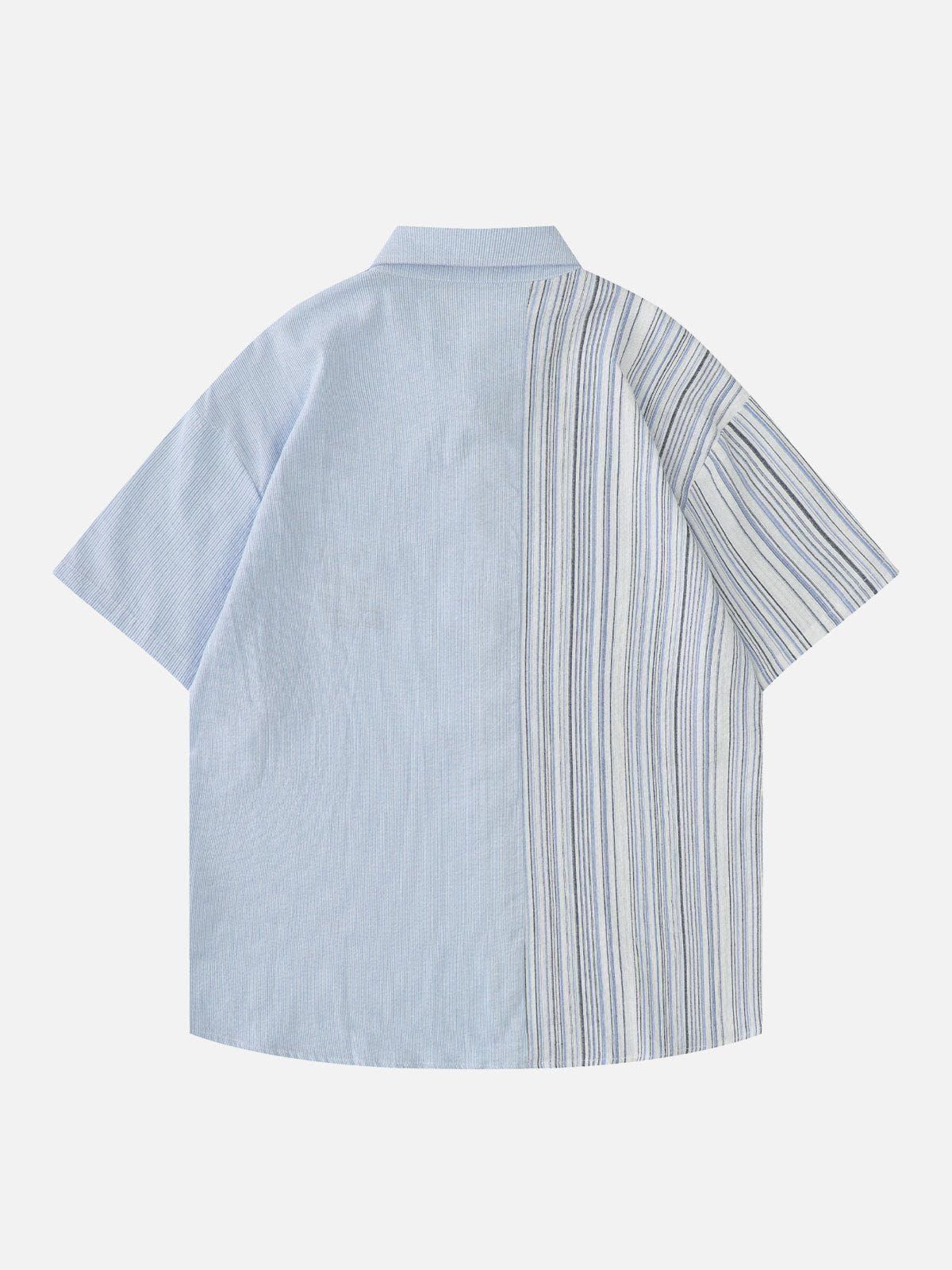 Aelfric Eden Patchwork Vertical Stripes Short Sleeve Shirts sold by Aelfric Eden product image thumbnail 3