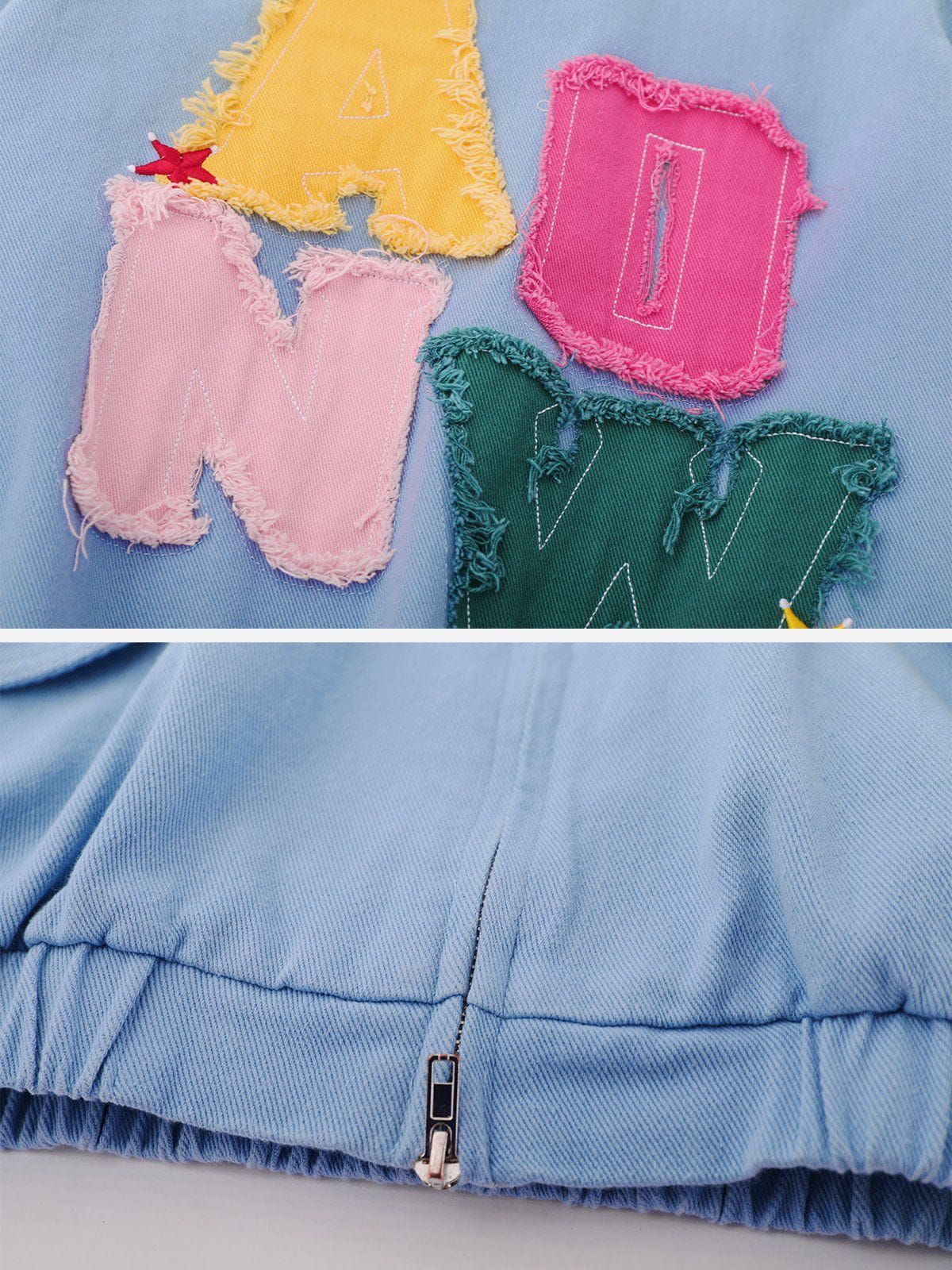 Applique Embroidery Colorful Letter Jacket sold by Aelfric Eden product image thumbnail 5