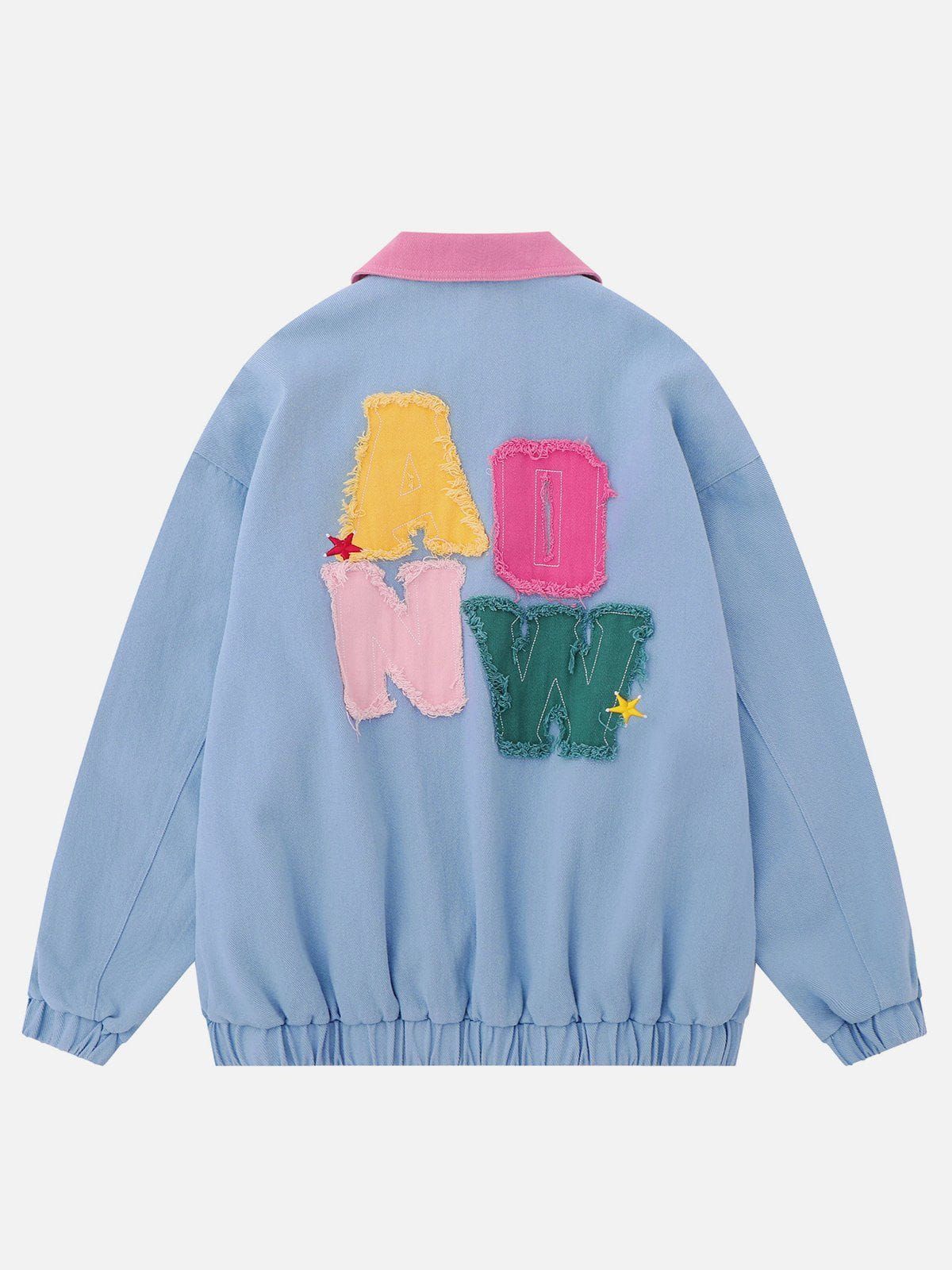 Applique Embroidery Colorful Letter Jacket sold by Aelfric Eden product image thumbnail 4