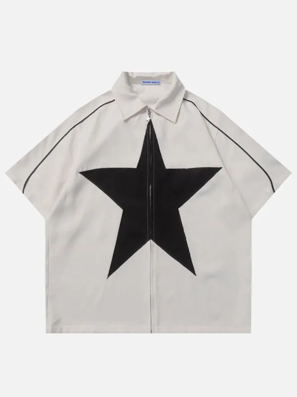Aelfric Eden Star Splicing Short Sleeve Shirt sold by Aelfric Eden